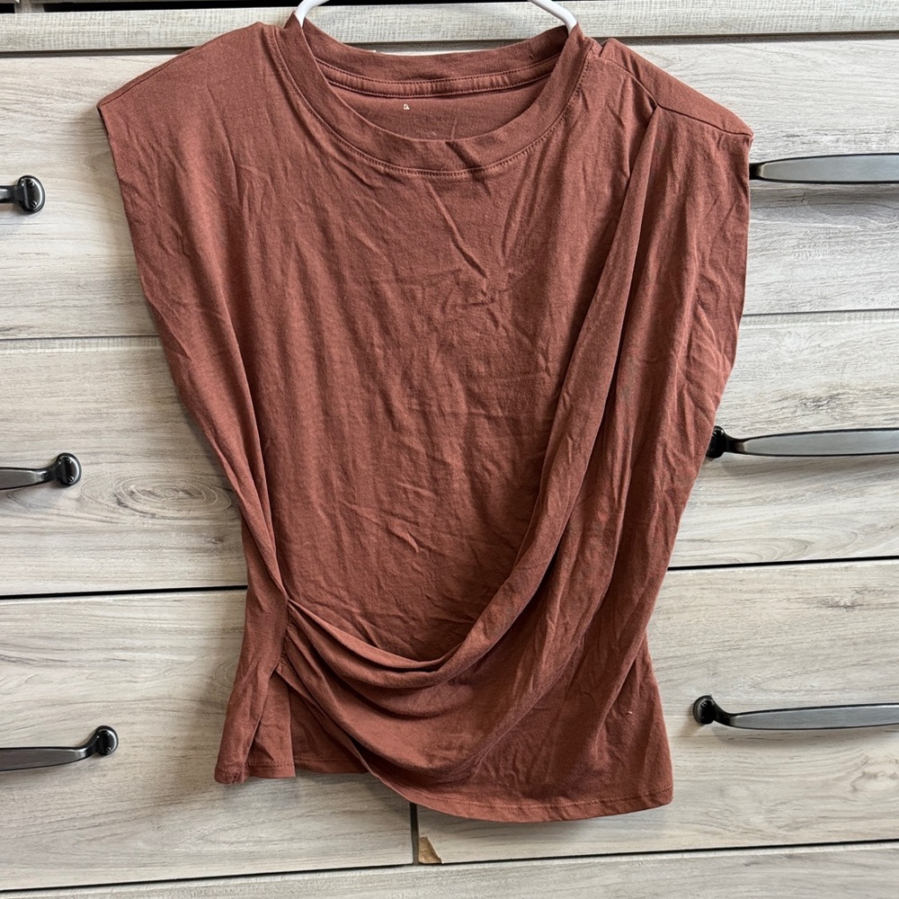 a new day Rust Brown Draped Top